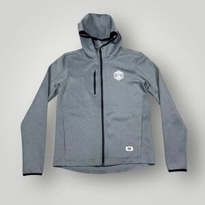 OGIO Endurance‎ Jacket Mens Small Gray Hooded Full Zip Blue PAC Logo OE728